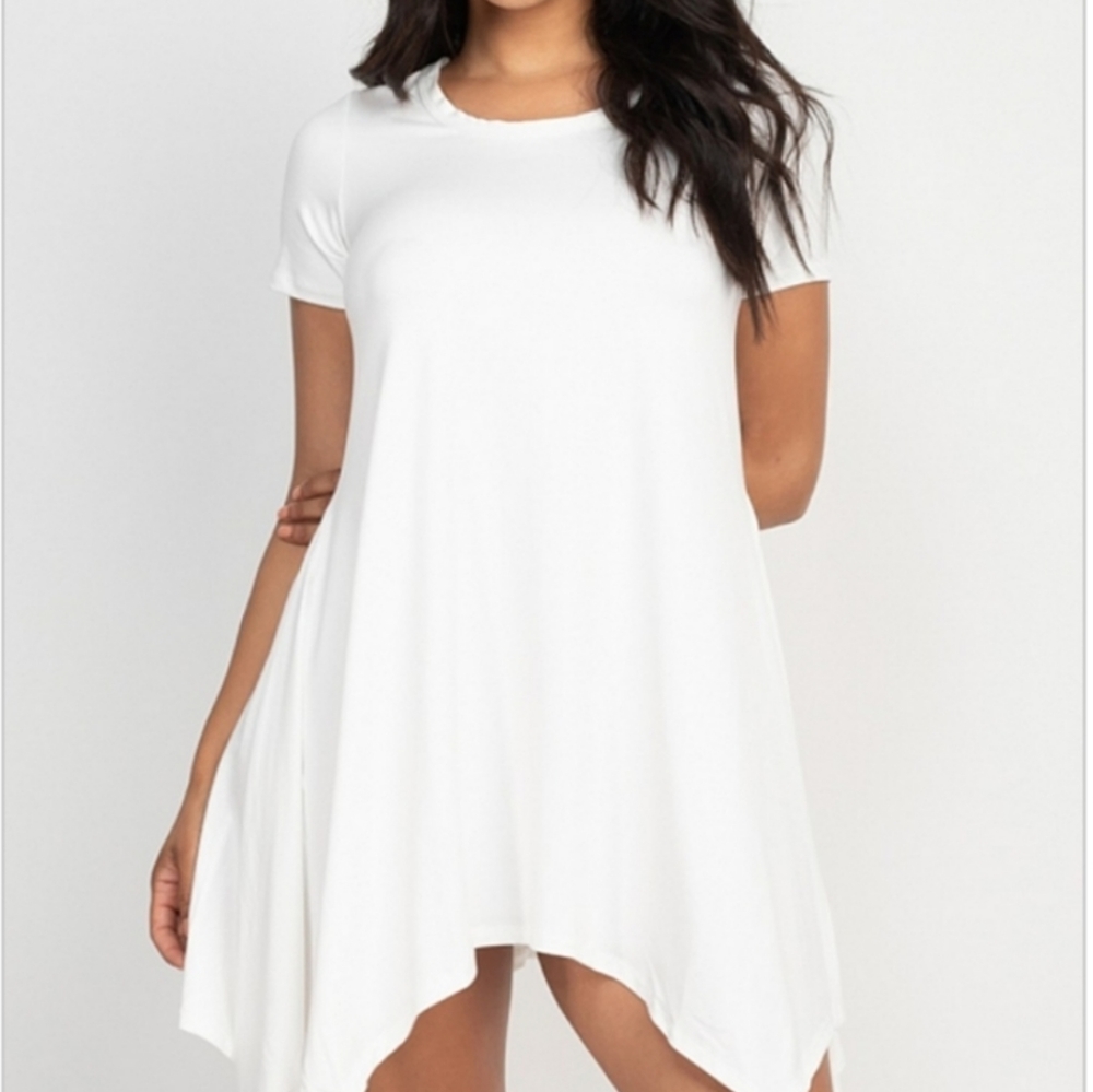 White Asymmetrical Mini Dress